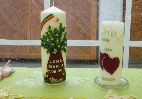 Namenskerze für Willkommensfeier und Hochzeitskerze der Eltern